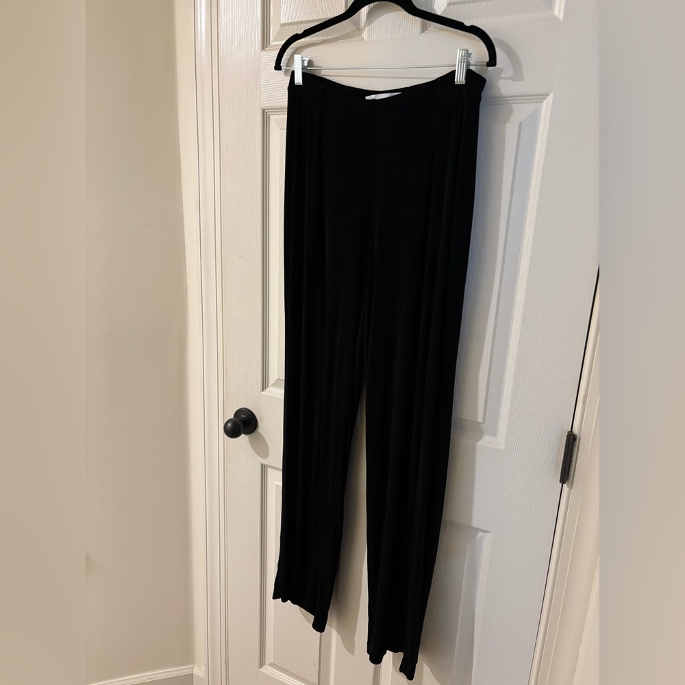Kiara Elegant Black Wide Leg Stretchy Pants Large